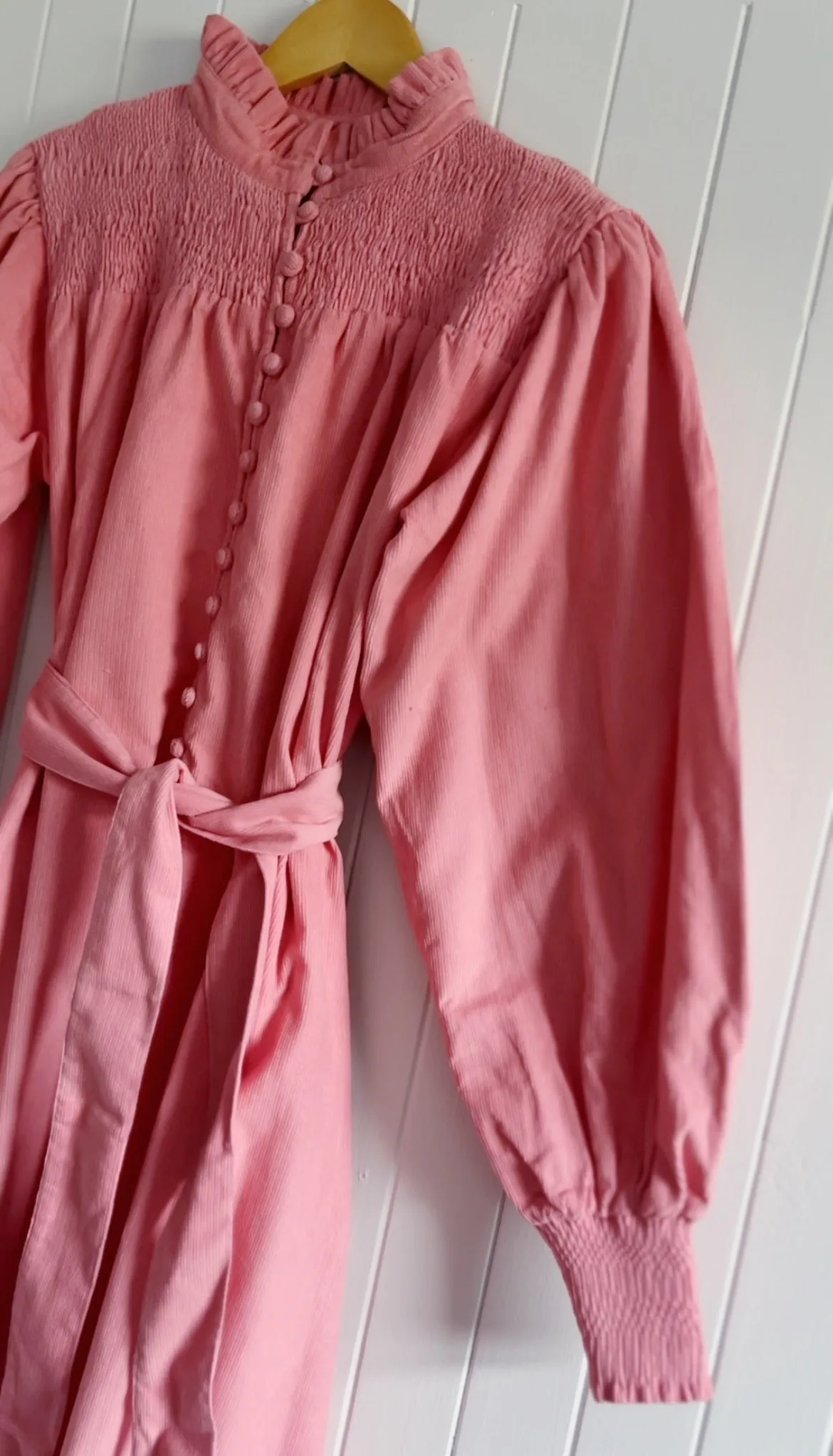 100% COTTON CORDUROY - CLOTHILDE DRESS CERISE PINK