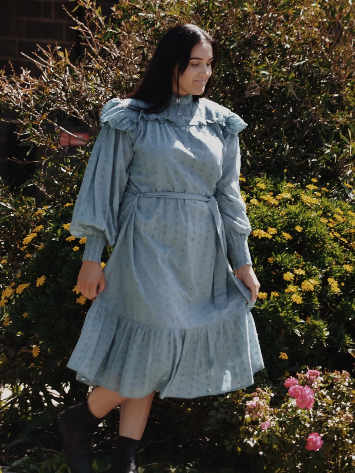 100% RECYCLED COTTON - CLOTHILDE DRESS DUSTY TEAL