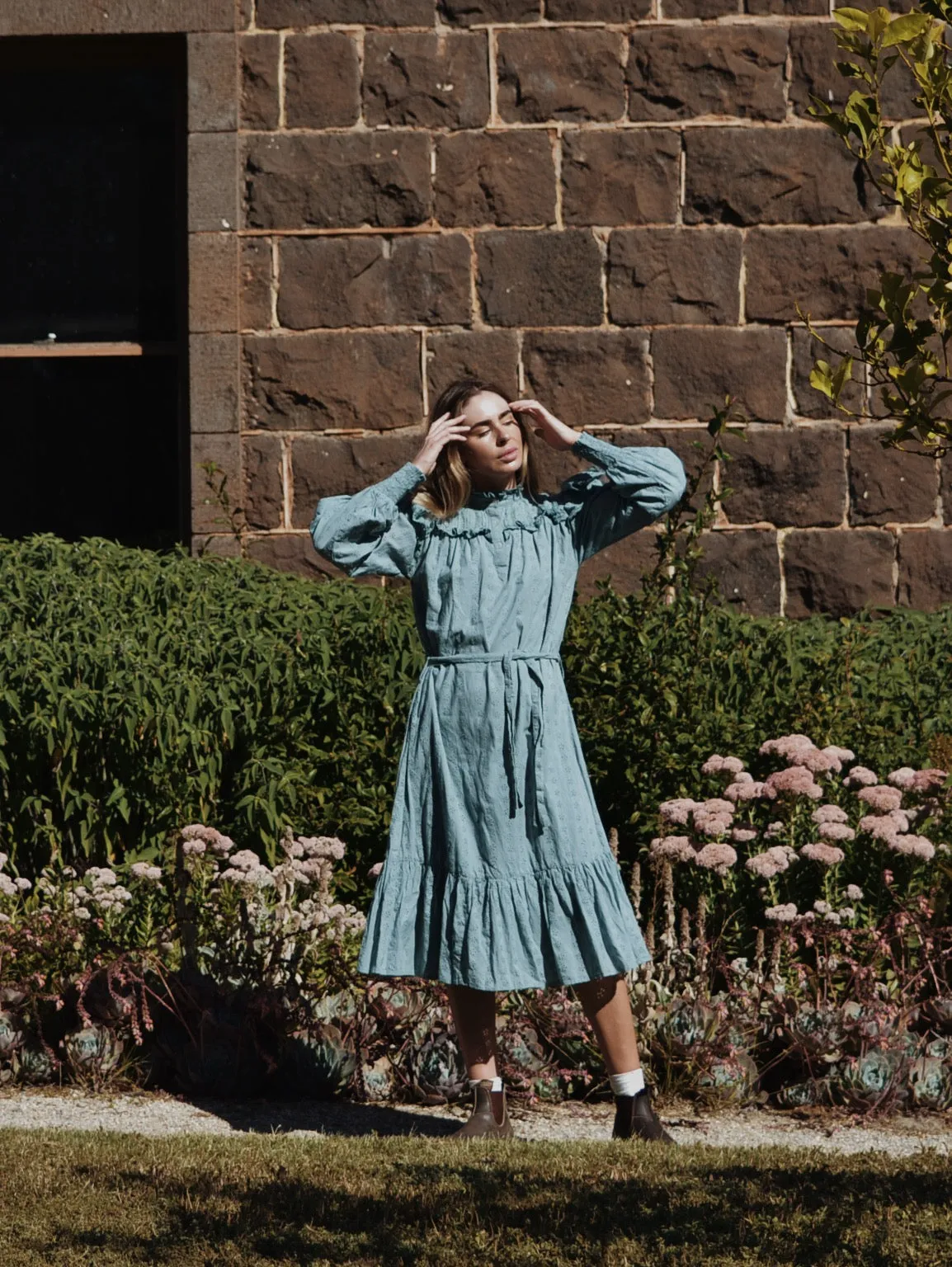 100% RECYCLED COTTON - CLOTHILDE DRESS DUSTY TEAL