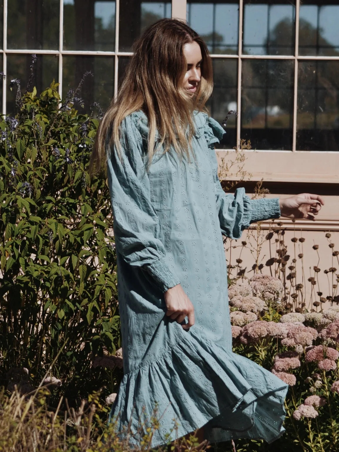 100% RECYCLED COTTON - CLOTHILDE DRESS DUSTY TEAL