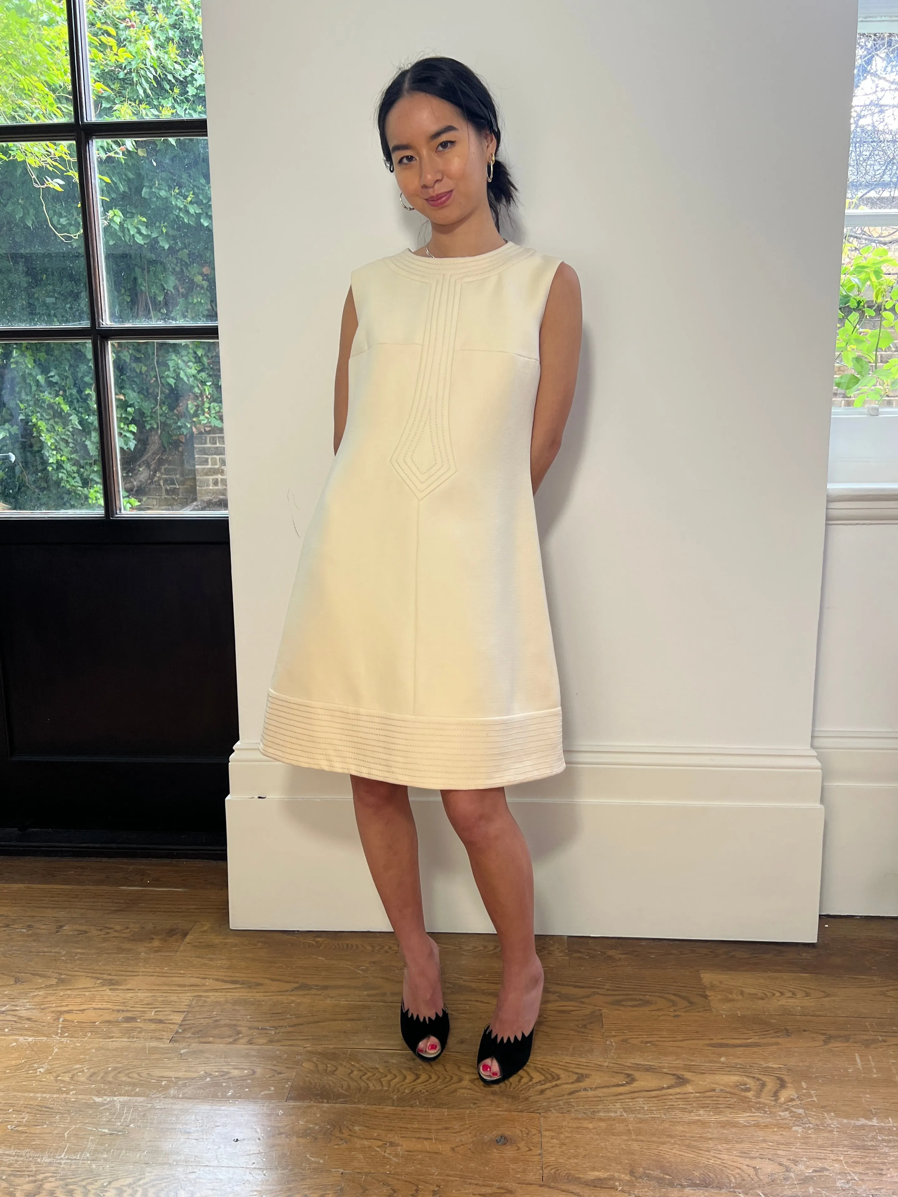 1960s Alice Boiget Cream Wool Mod Dress