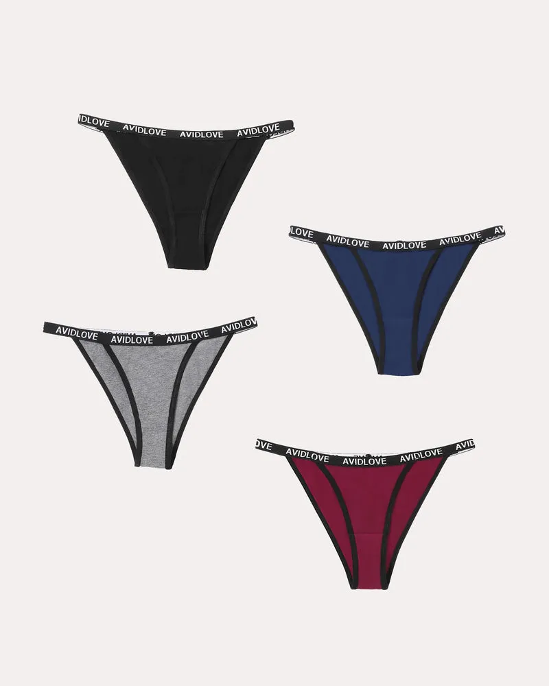 4 Pcs-Cotton String Panties Low Rise Hipster