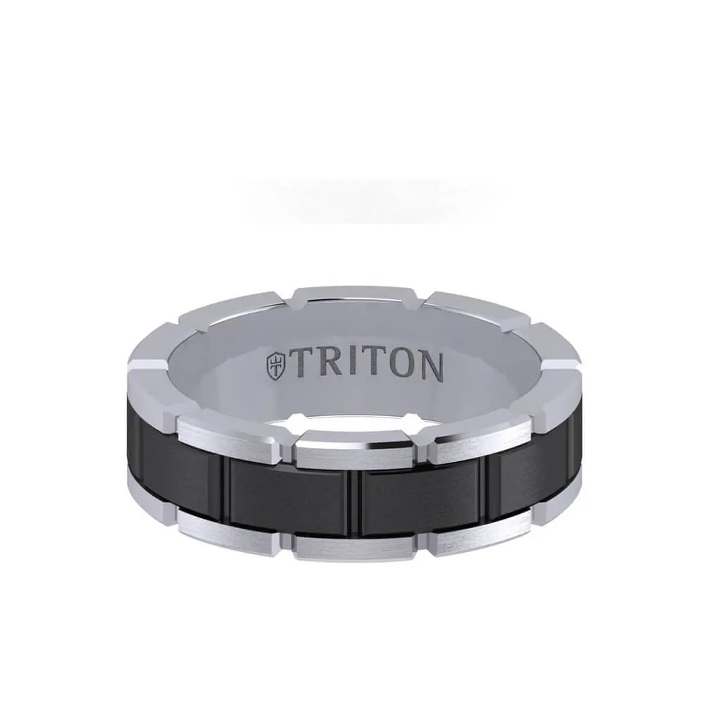 7MM Tungsten Black DLC Ring - T-Link Design