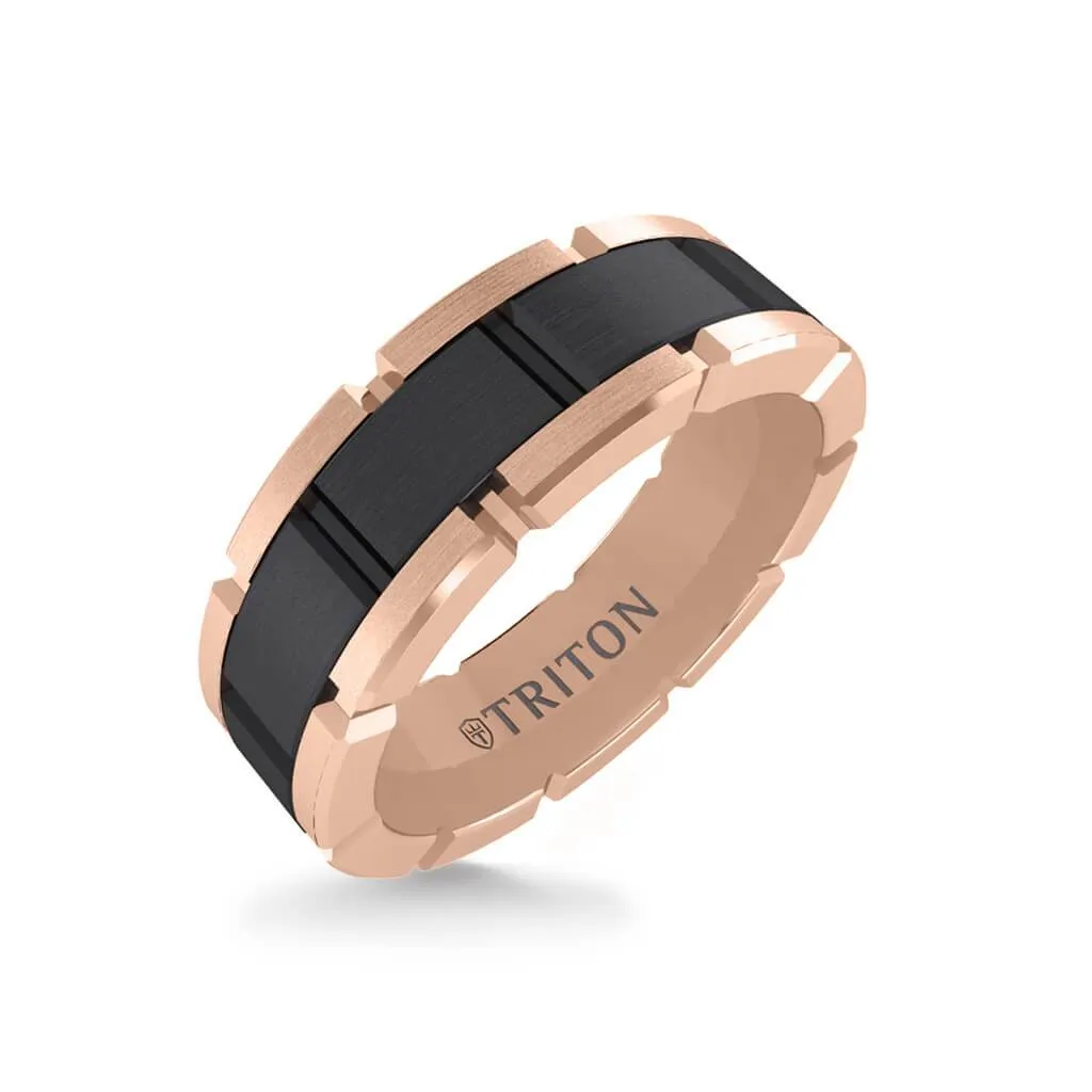 7MM Tungsten Black DLC Ring - T-Link Design