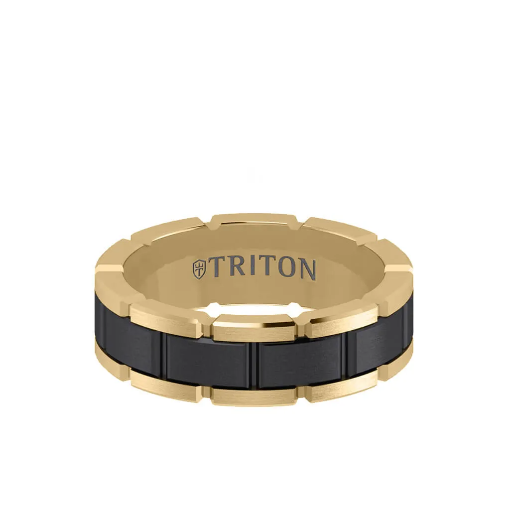 7MM Tungsten Black DLC Ring - T-Link Design