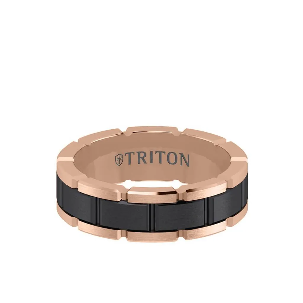 7MM Tungsten Black DLC Ring - T-Link Design