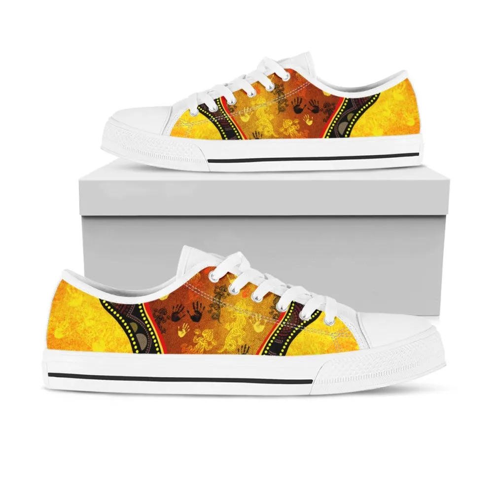 Aboriginal Shoes Rock Golden Style Low Top Shoes, Low Top Sneaker, Low Top Canvas Shoes