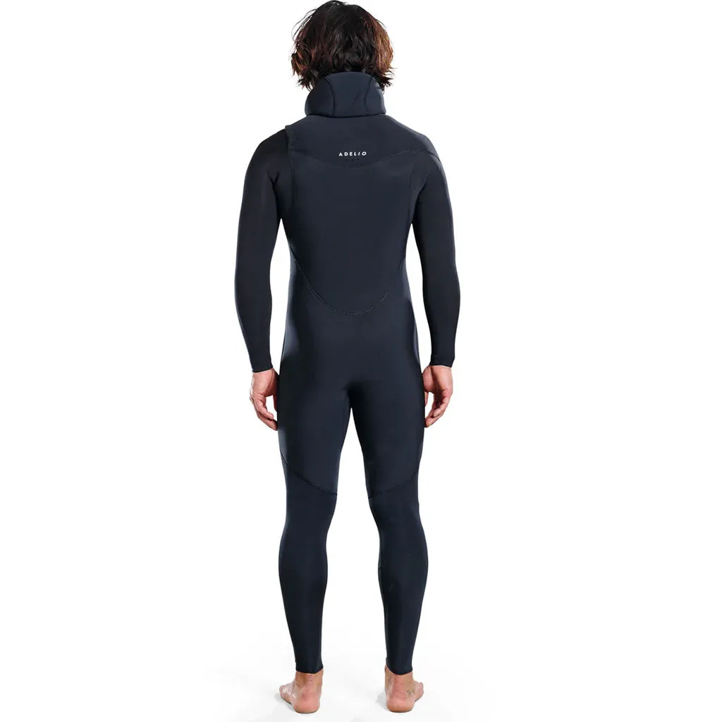 Adelio Mens 5/4 Conner Hooded Base Steamer Wetsuit - Black