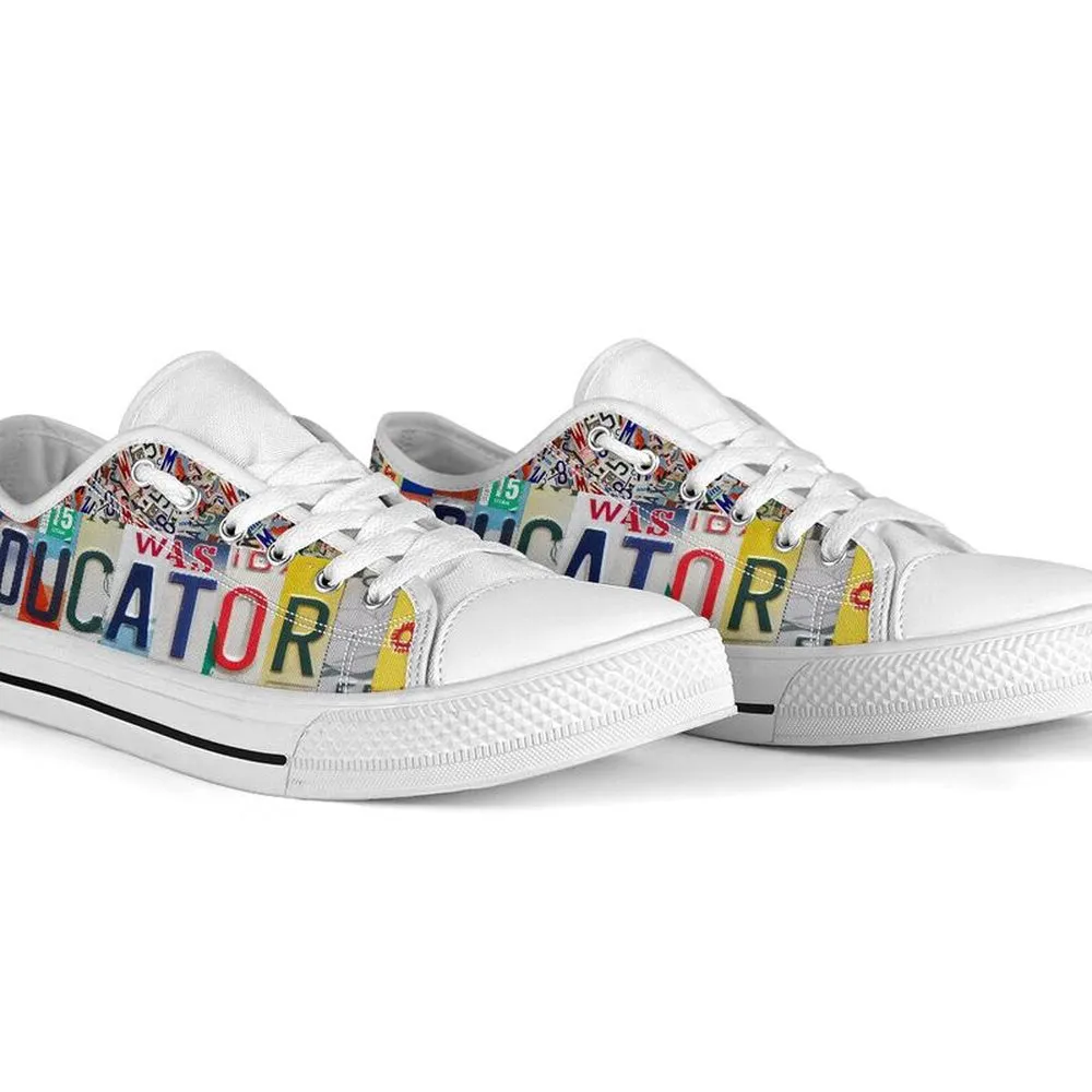 Administrator Educator License Plates Low Top Shoes License Plate Shoes for Mens, Teacher Shoes, Low Top Sneakers