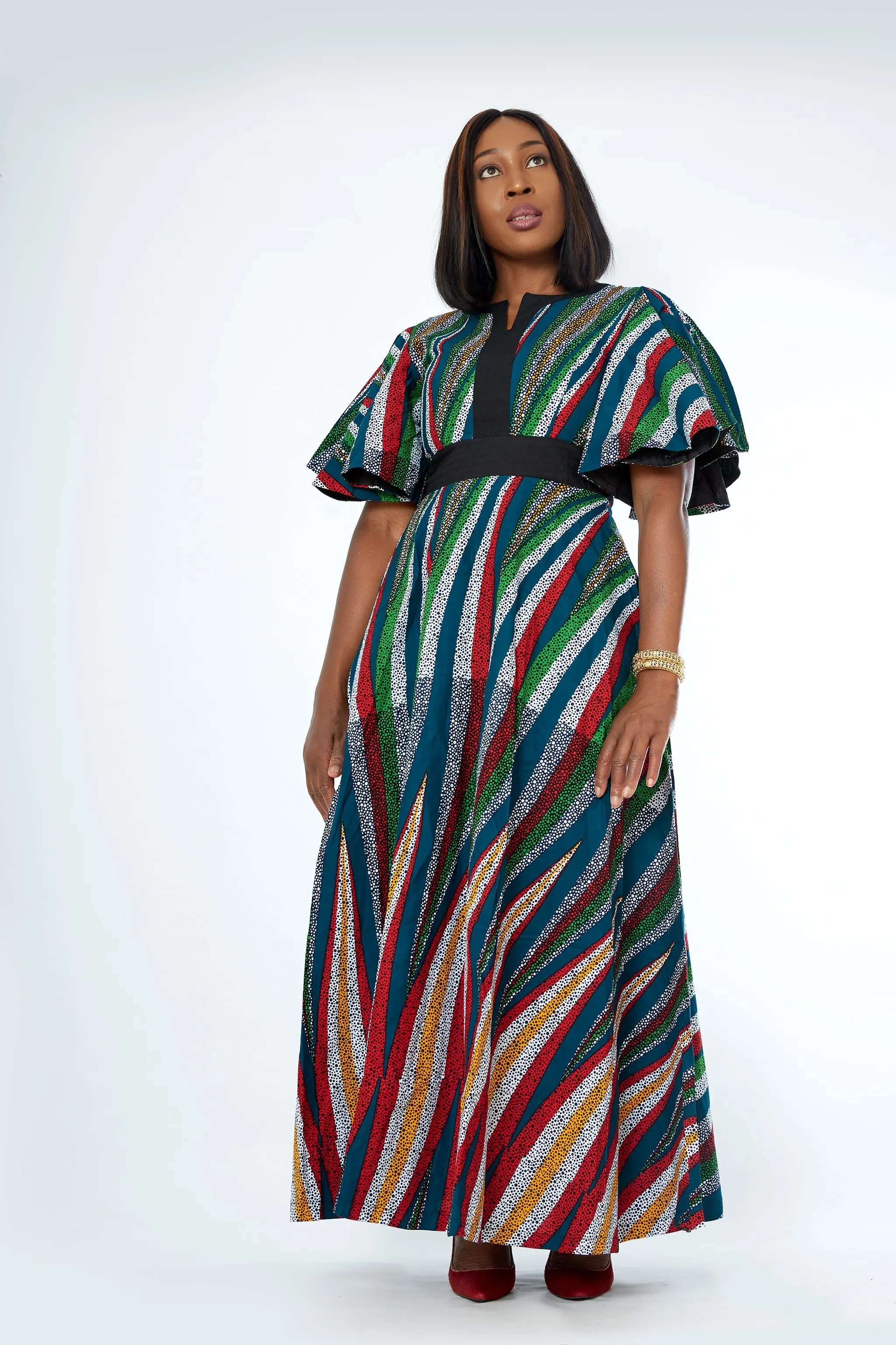 African Print Mixed Print Maxi Dress - Onome