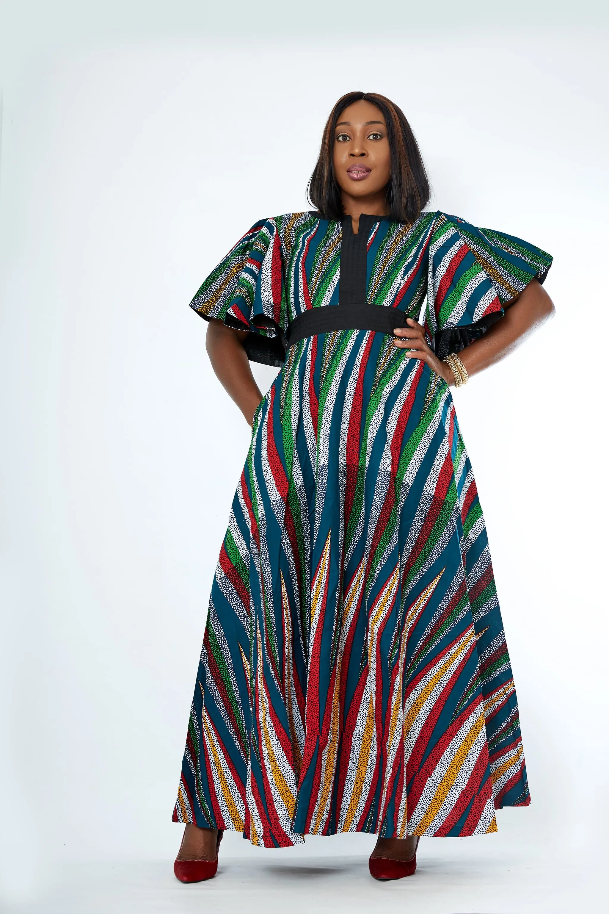 African Print Mixed Print Maxi Dress - Onome