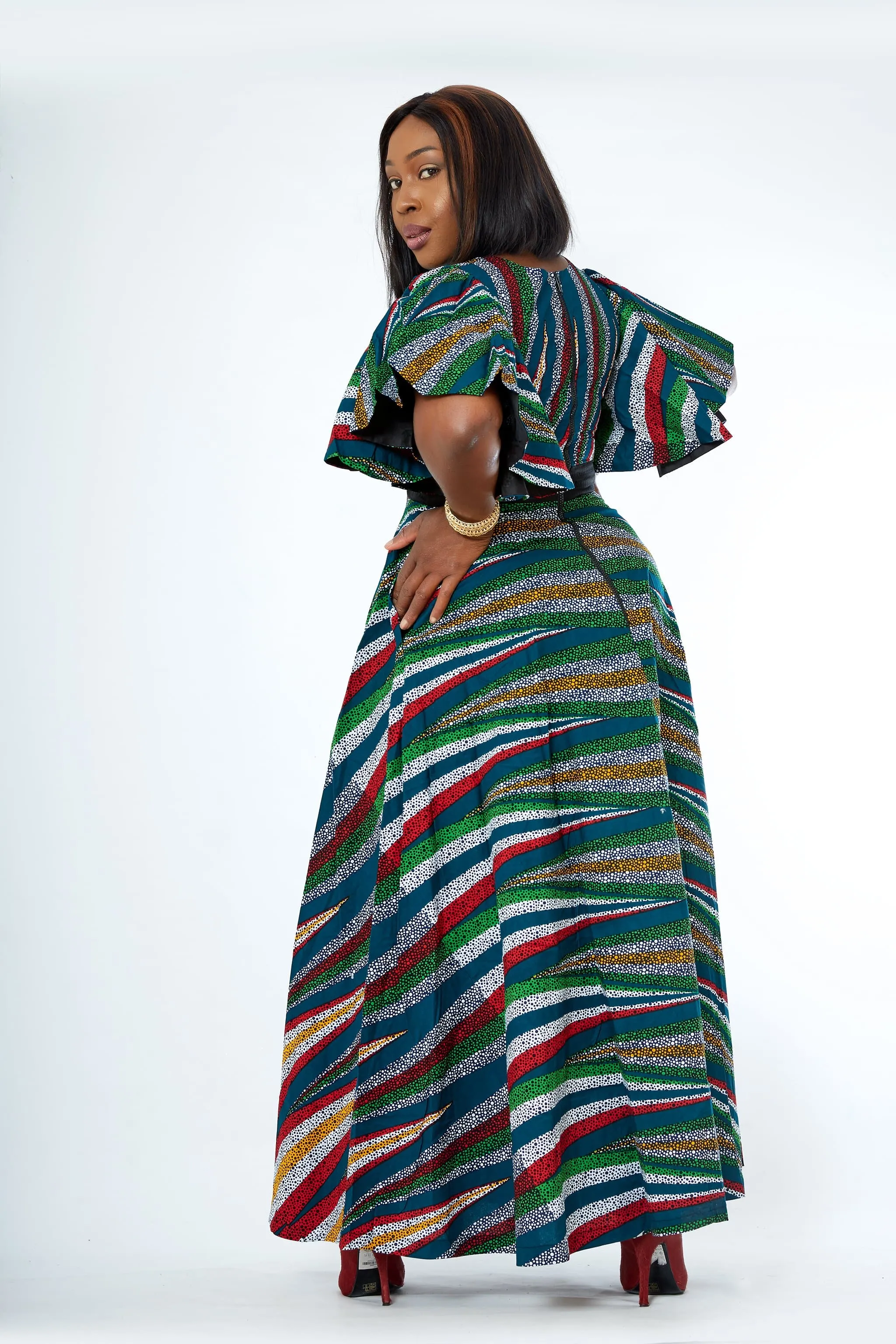 African Print Mixed Print Maxi Dress - Onome