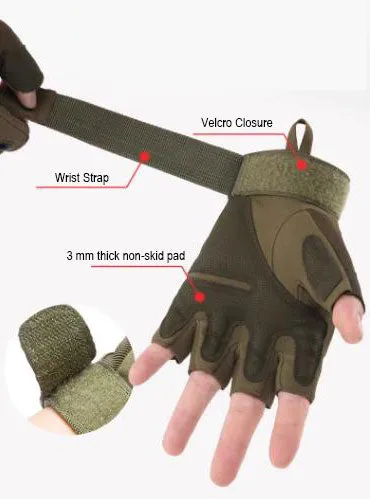 Airsoft Tactical Military Cycling Outdoor Combat Gloves Fingerless Size Free 4 Colours ATG012