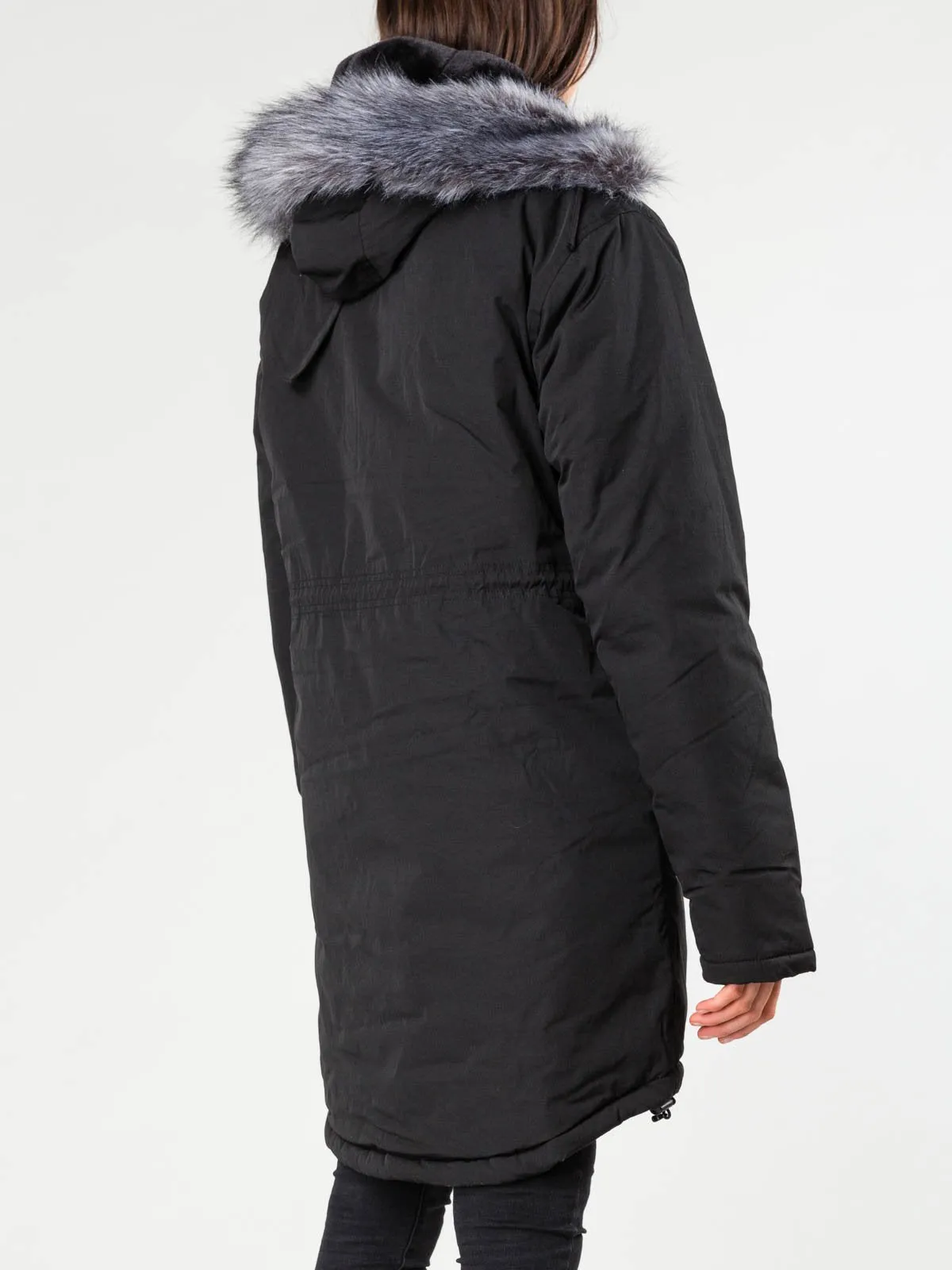 All In Fur Trim Parka - Black