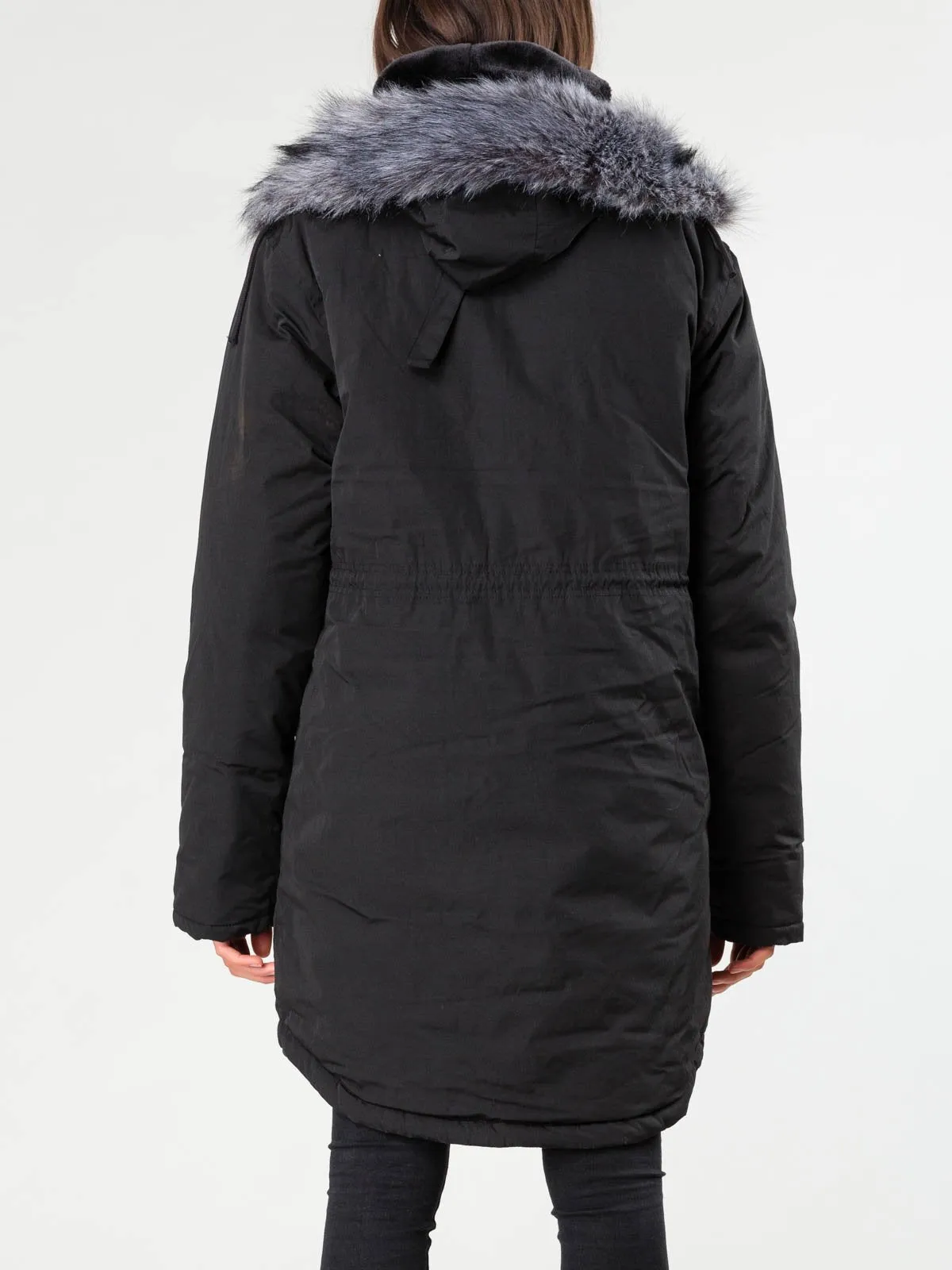 All In Fur Trim Parka - Black