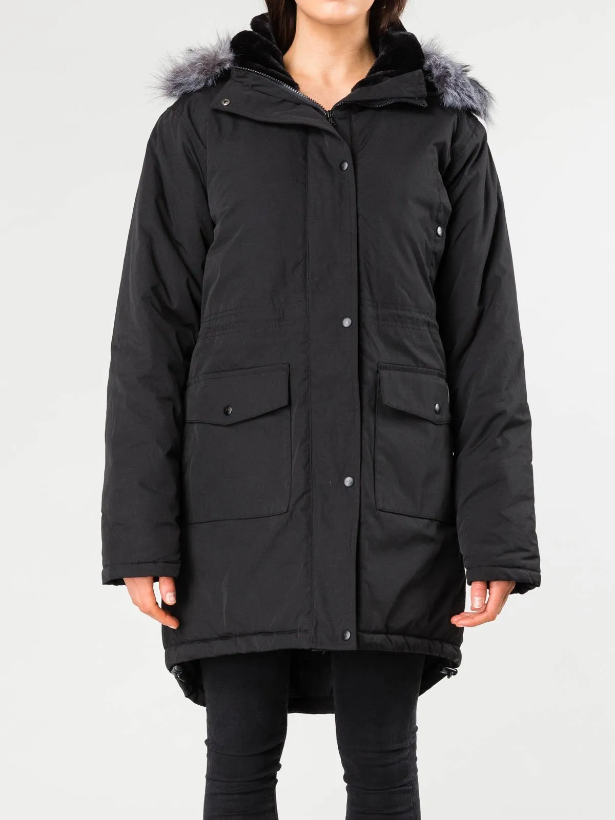 All In Fur Trim Parka - Black