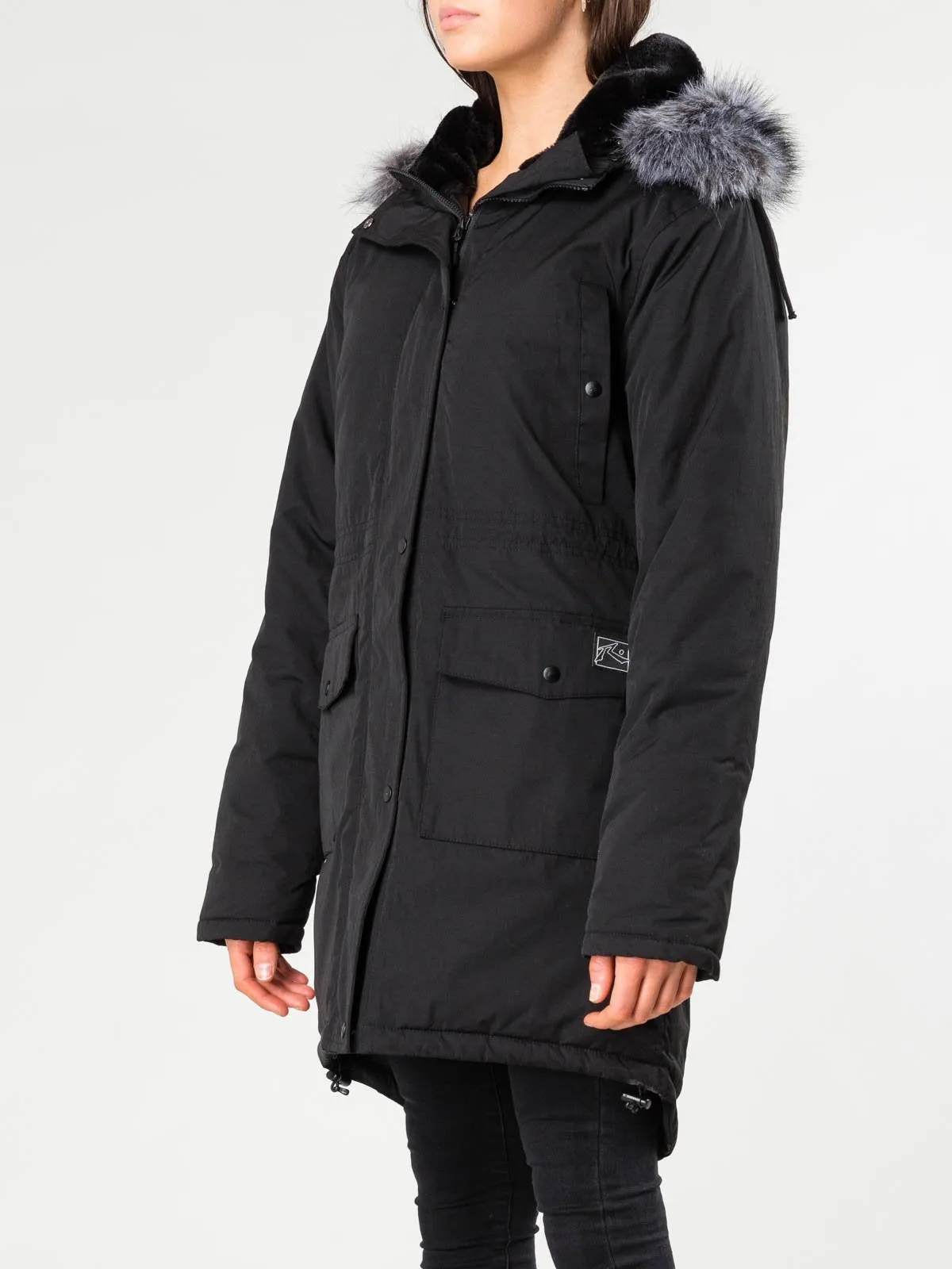 All In Fur Trim Parka - Black