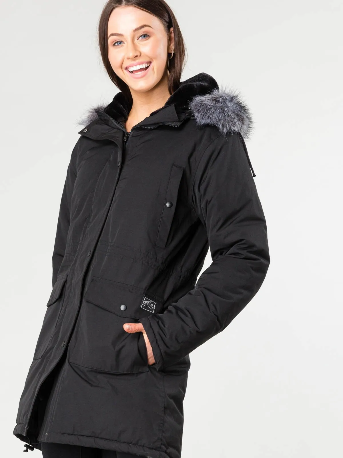 All In Fur Trim Parka - Black