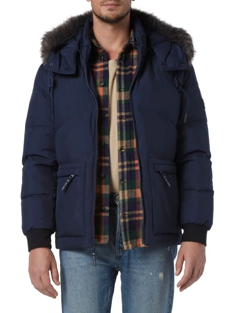 Andrew Marc Faux Fur Gramercy Parka in Ink