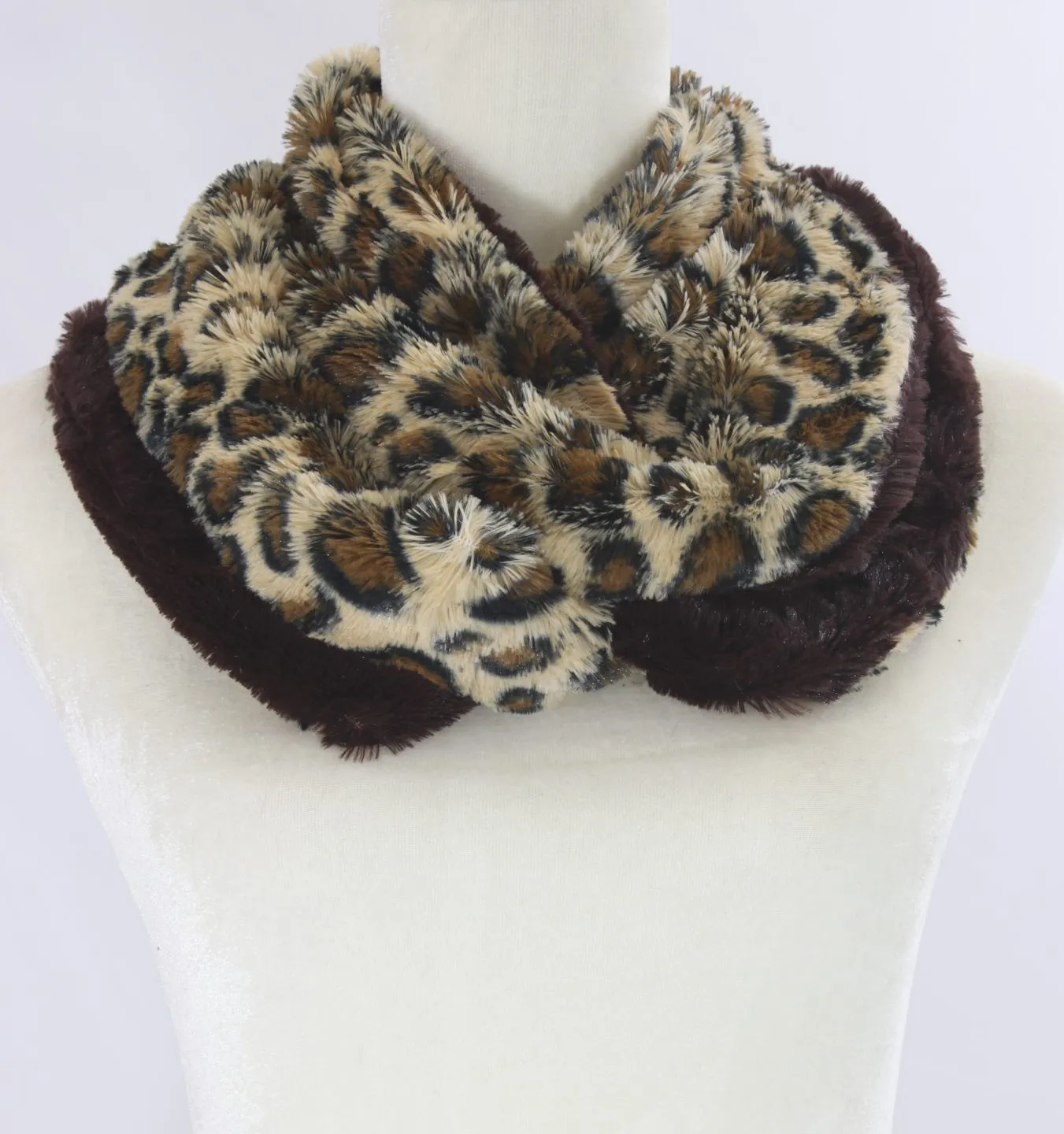 Animal print fur infinity scarf