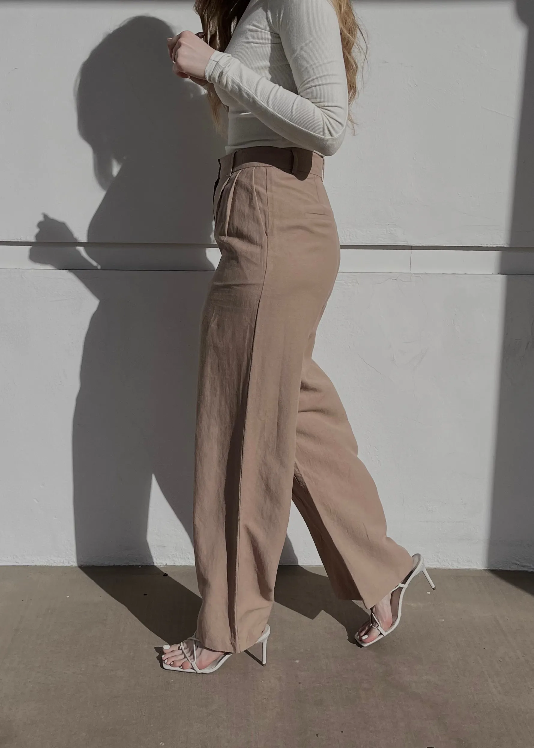 Antonia Wide Pleated Pants - White Pepper