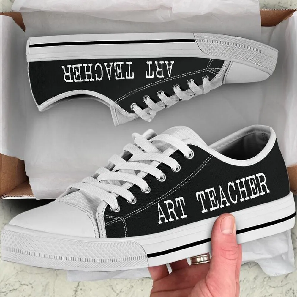 Art Teacher Strong Red Black Shoes, Teacher Shoes, Low Top Sneakers