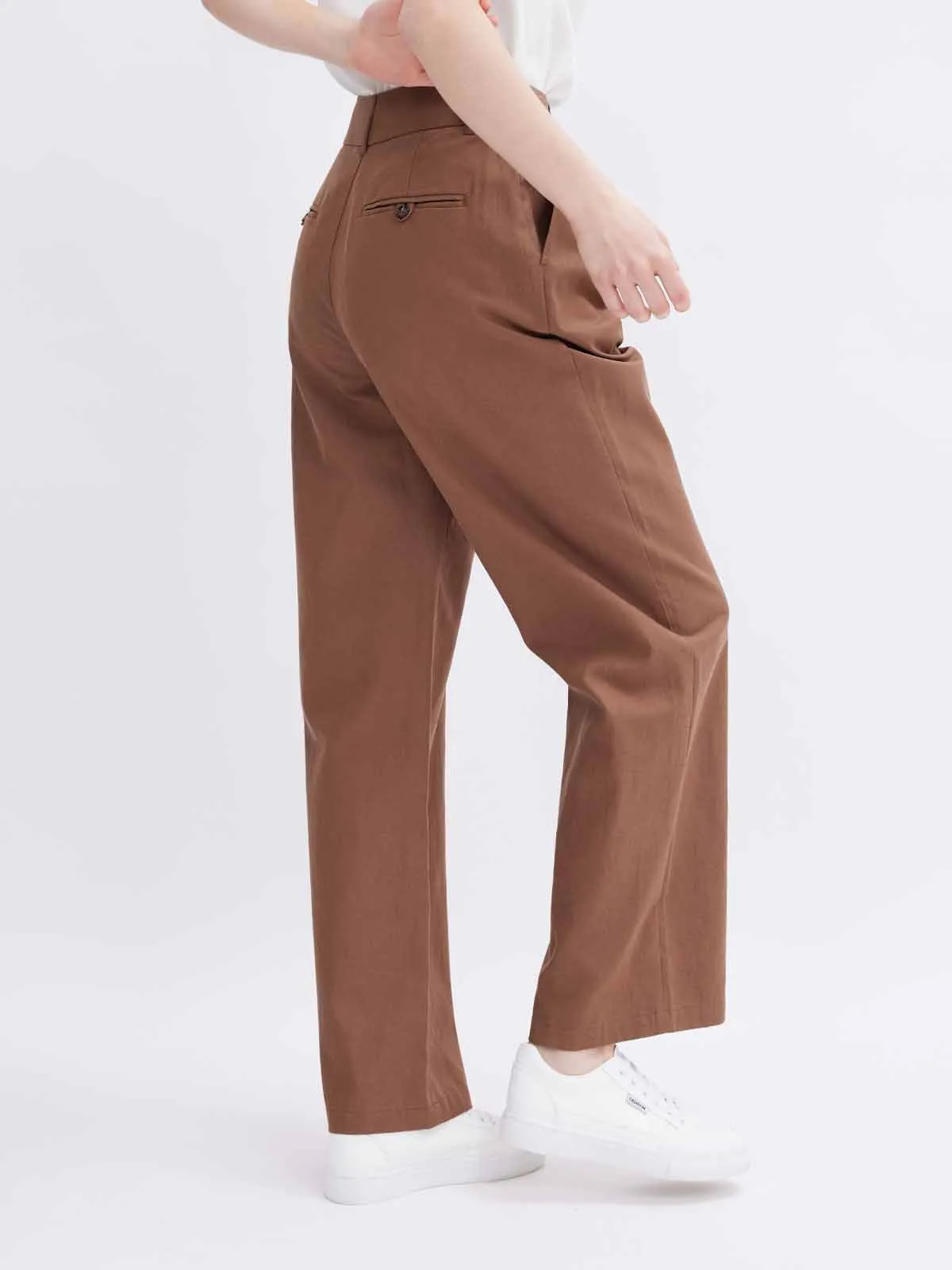 ASOBIO High-Waist Wide-Leg Casual Trousers