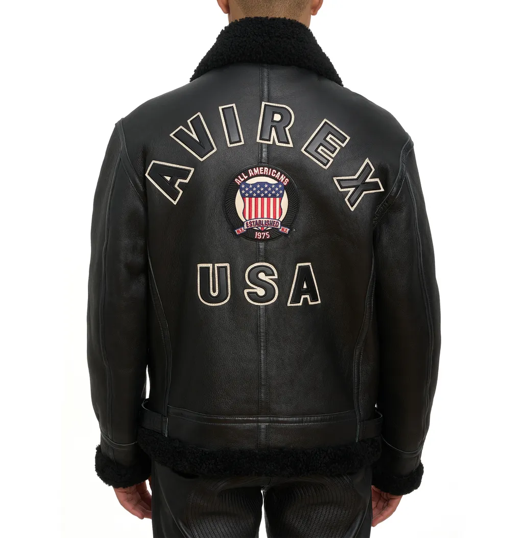 Avirex B3 Shearling Jacket Iconic Black Leather Hot Sale