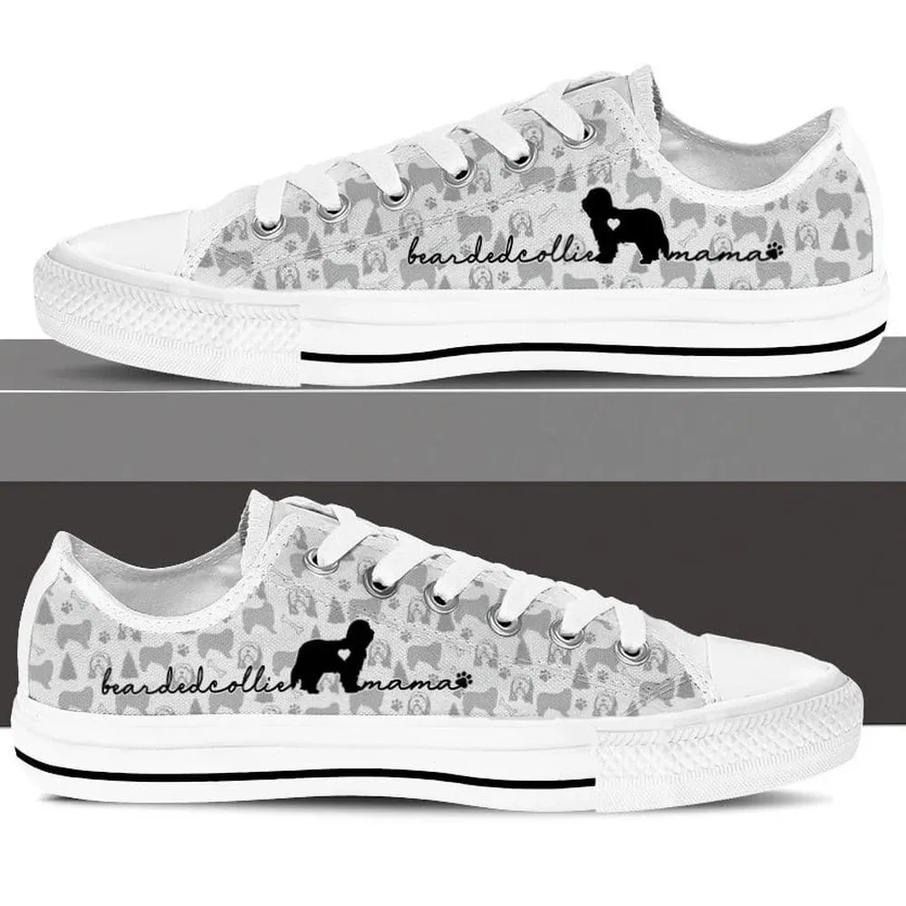 Bearded Collie Low Top Shoes, Dog Printed Shoes, Canvas Shoes For Men, Women