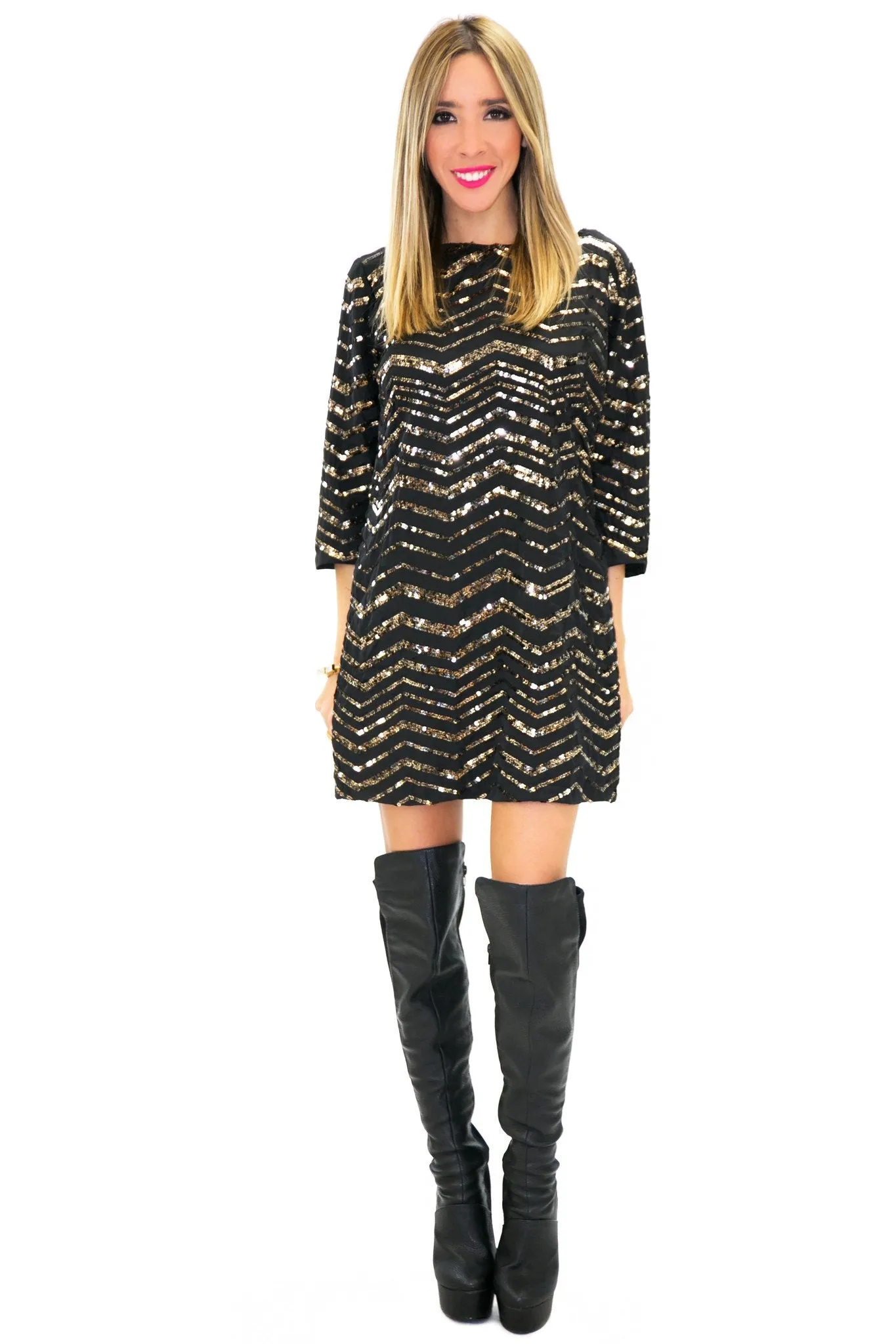 BELL SEQUIN CHEVRON DRESS