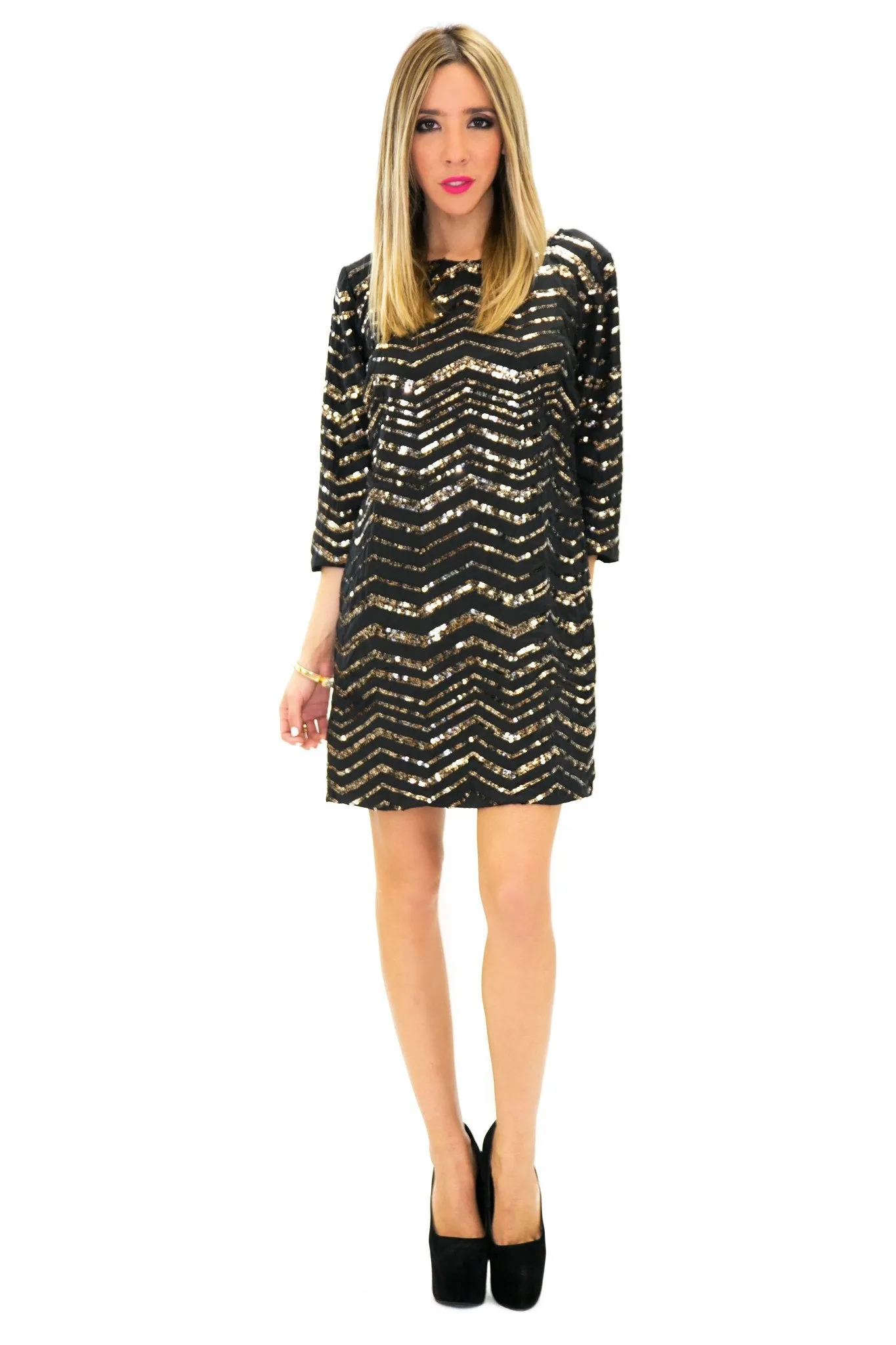 BELL SEQUIN CHEVRON DRESS