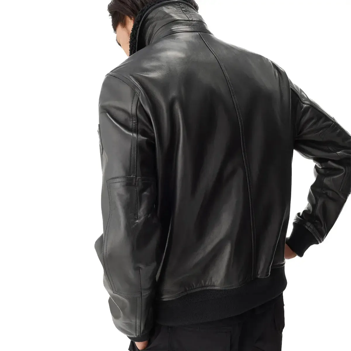 Black ‘Chart’ Nappa Leather Flight Jacket