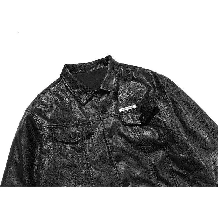 Black Leather Motorcycle Parka