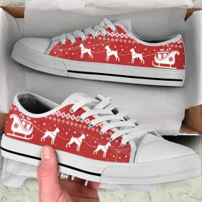 Boxer Dog Lover Christmas Reindeer Low Top Shoes Canvas Sneakers, Dog Printed Shoes, Canvas Shoes For Men, Women