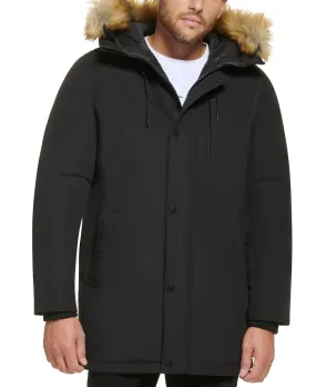 Calvin Klein Men's Faux Fur Lined Hooded Long Parka black