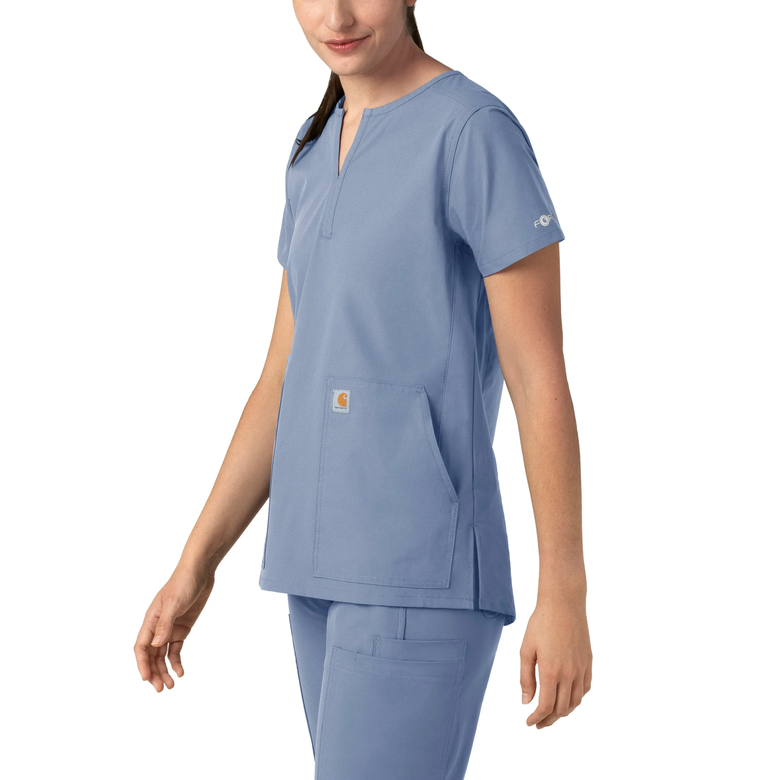 Carhartt Force Essentials Women's Notch Neck Tunic Scrub Top - Ceil Blue