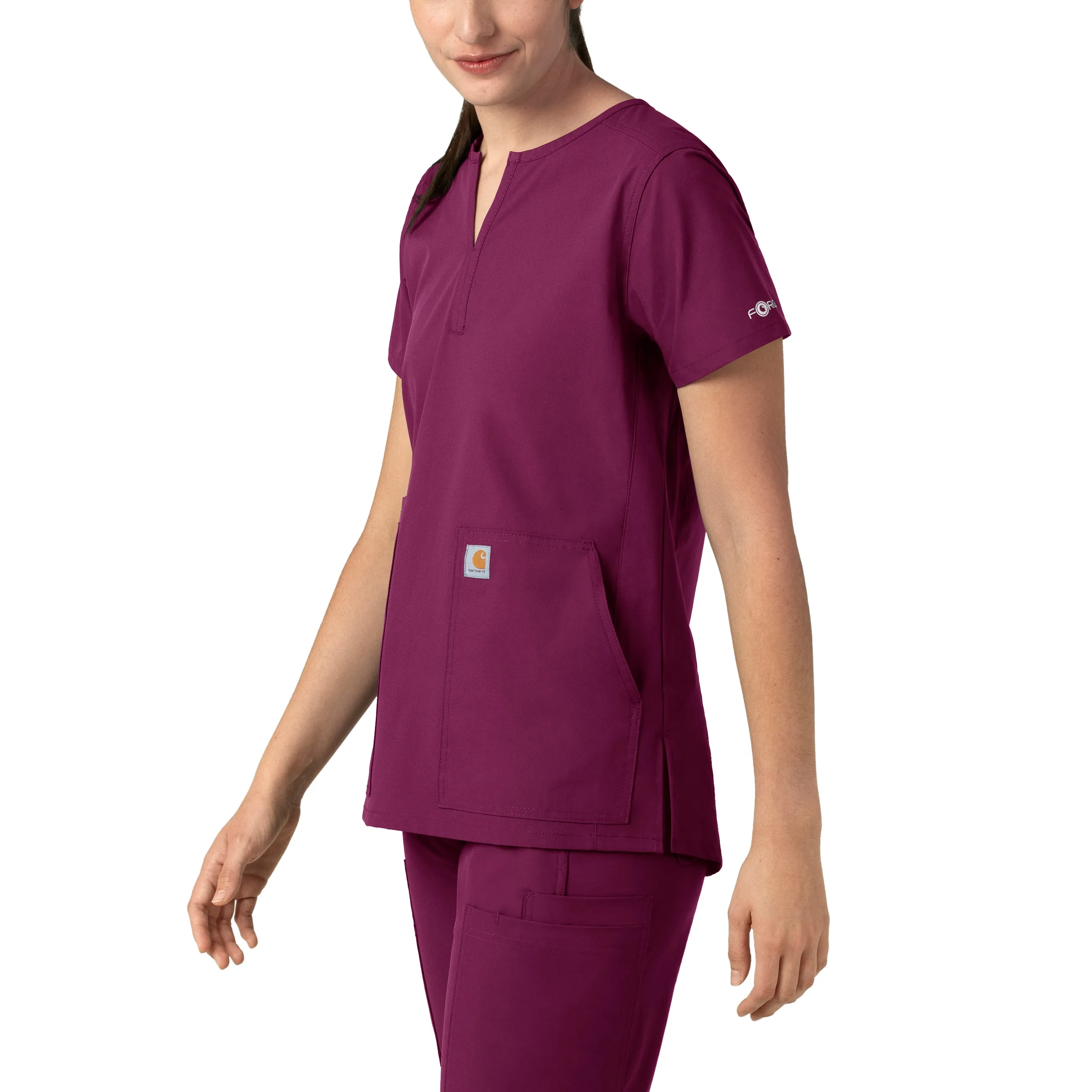 Carhartt Force Essentials Women's Notch Neck Tunic Scrub Top - Wine