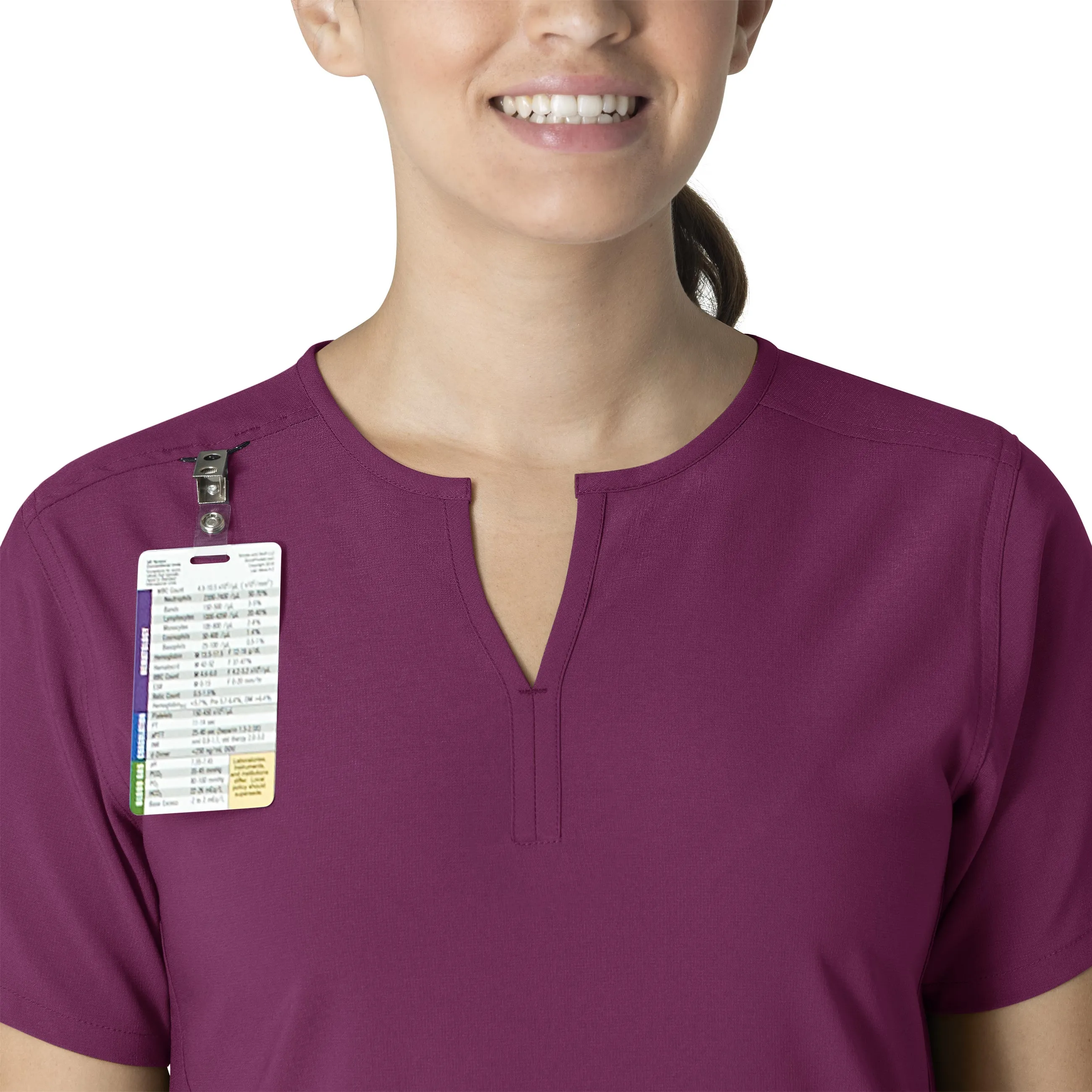 Carhartt Force Essentials Women's Notch Neck Tunic Scrub Top - Wine