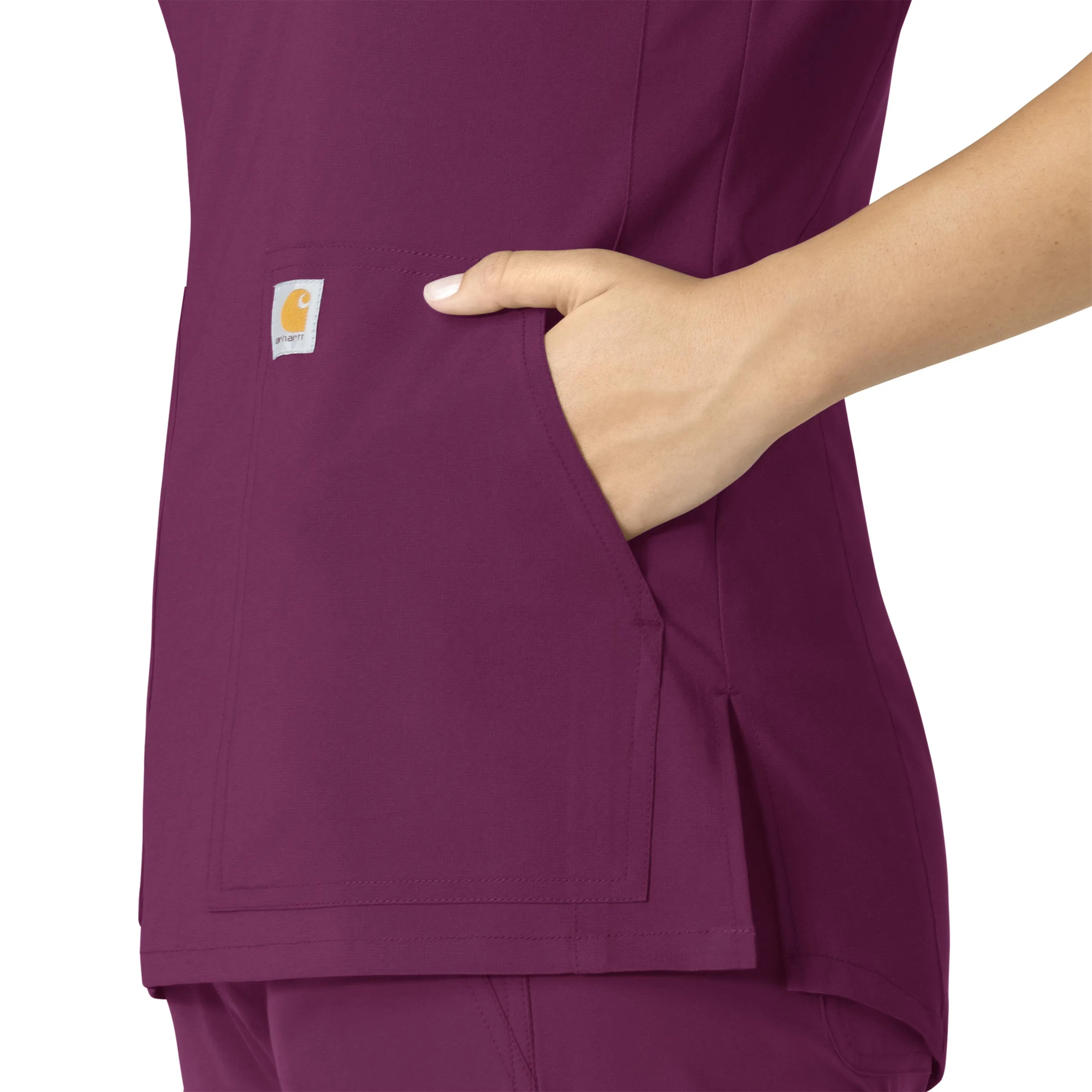 Carhartt Force Essentials Women's Notch Neck Tunic Scrub Top - Wine