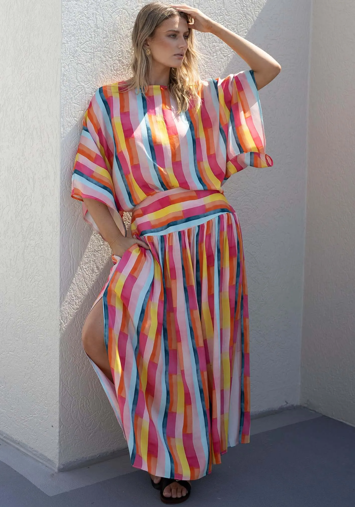 Casino Stripe Kaftan Top