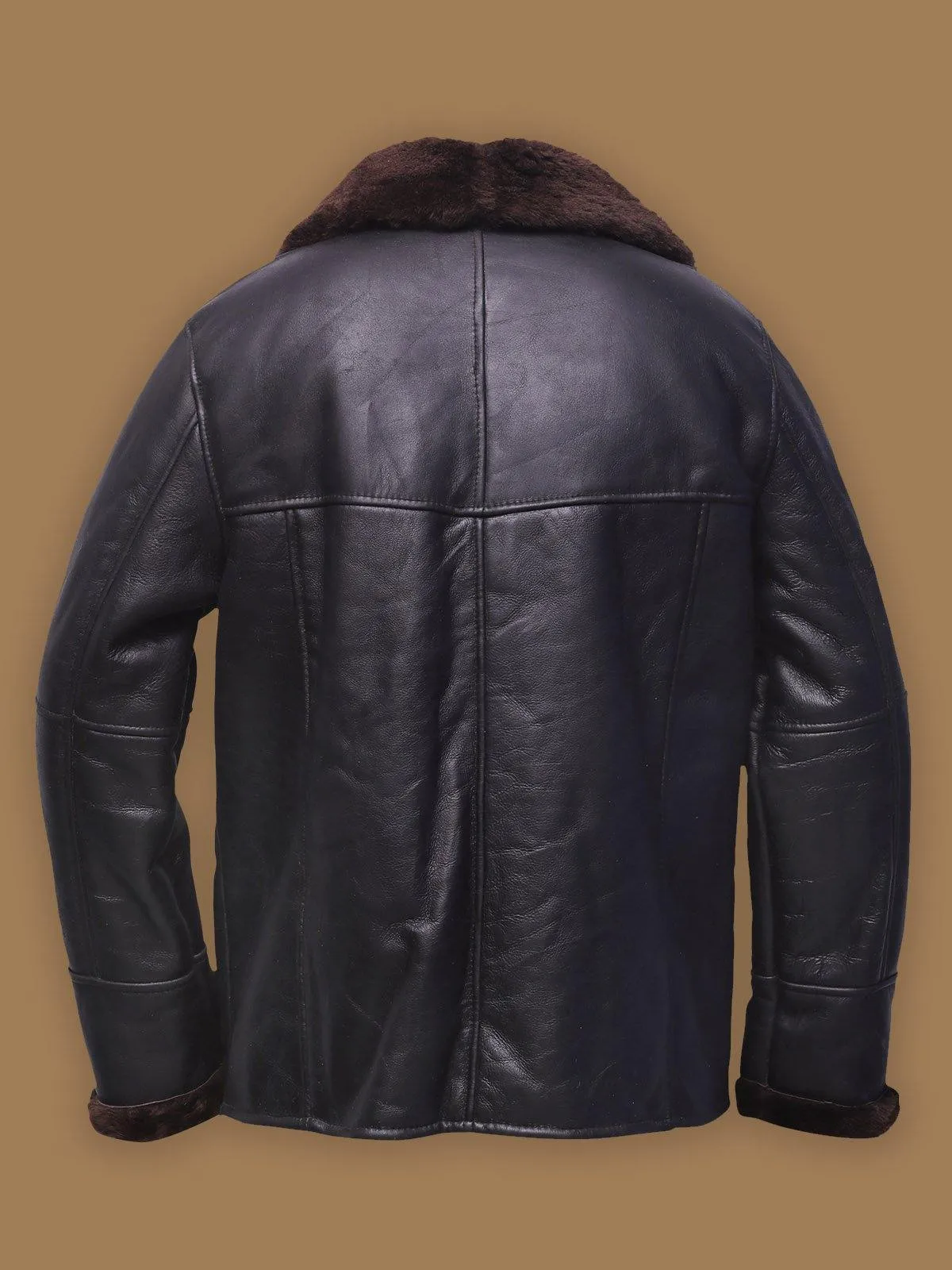 Classic Men's Black Button-Up Shearling Leather Jacket