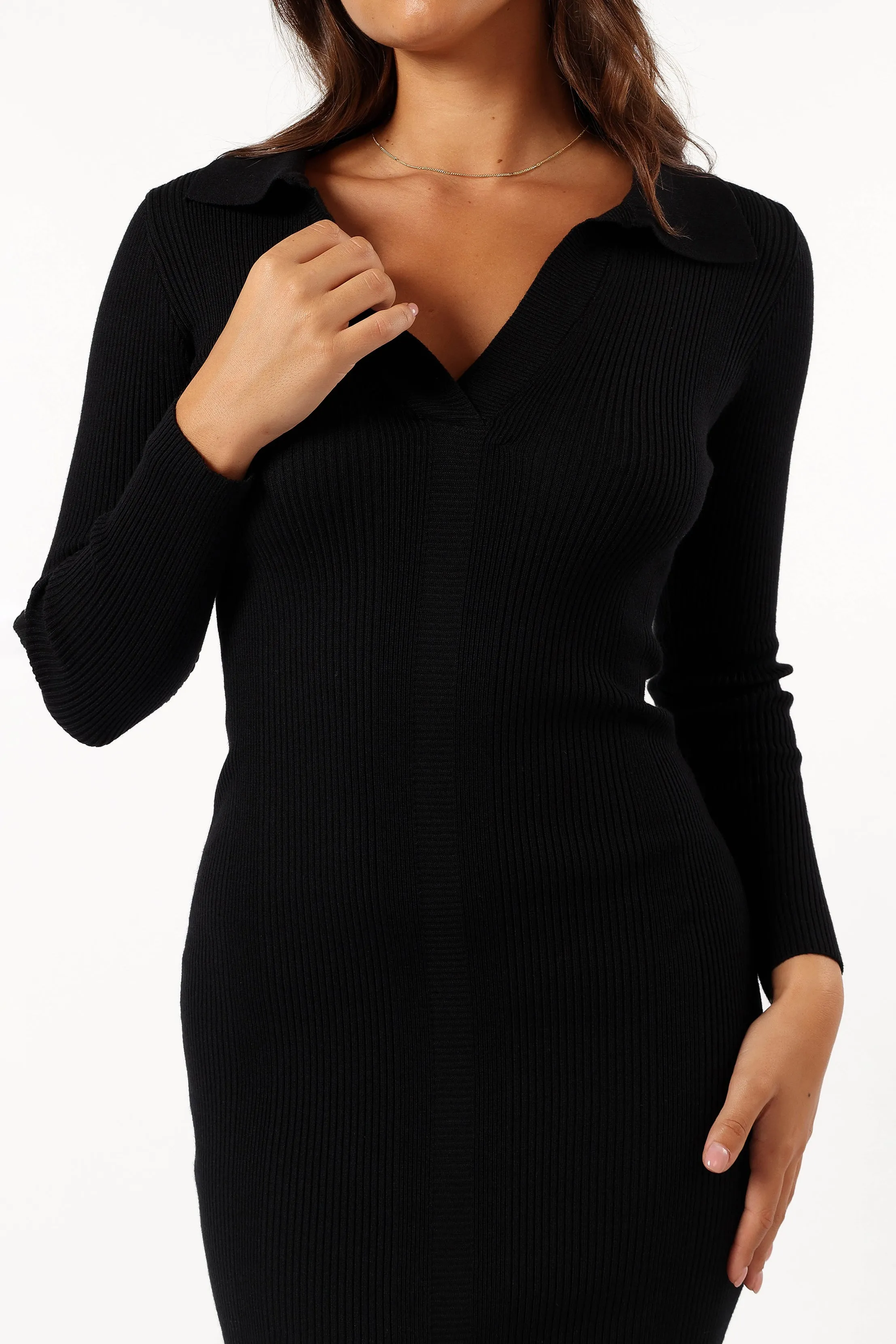 Collins Long Sleeve Midi Dress - Black