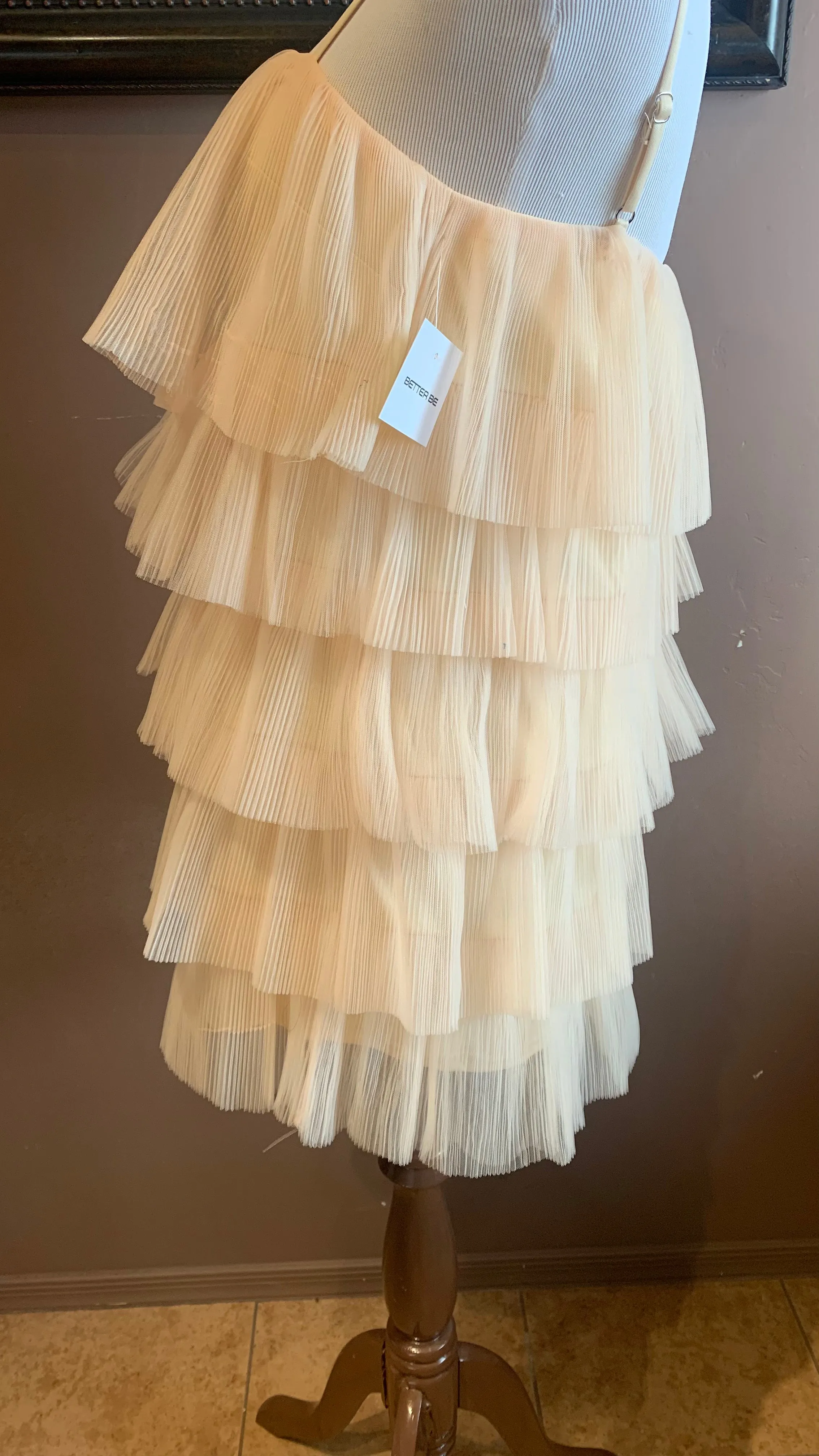 Cream Baby Doll Tiered Ruffle Mini Dress