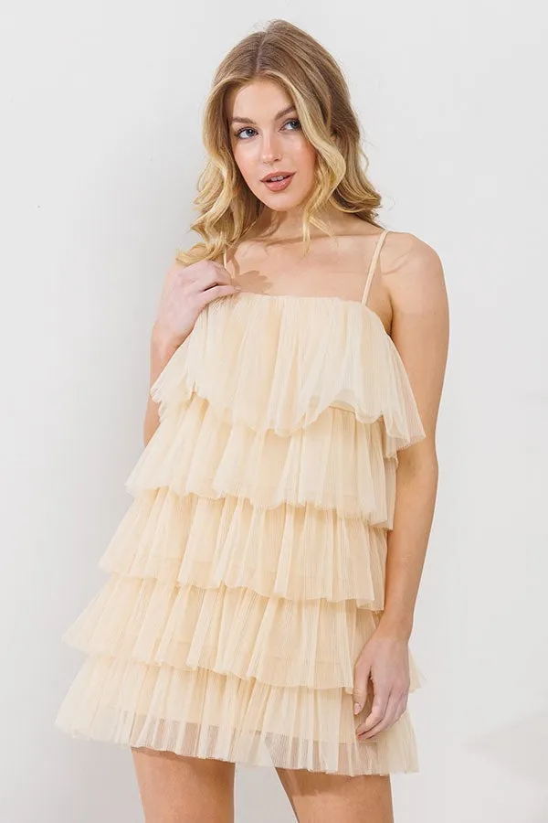 Cream Baby Doll Tiered Ruffle Mini Dress