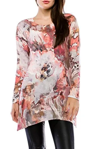 Cubism Apparel - Last Promise, Asymmetric Hem, Long Sleeve Tunic Top