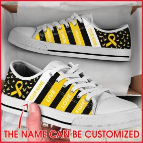 Custom Breast Cancer Shoes, Childhood Cancer Shoes Plaid Low Top Shoes