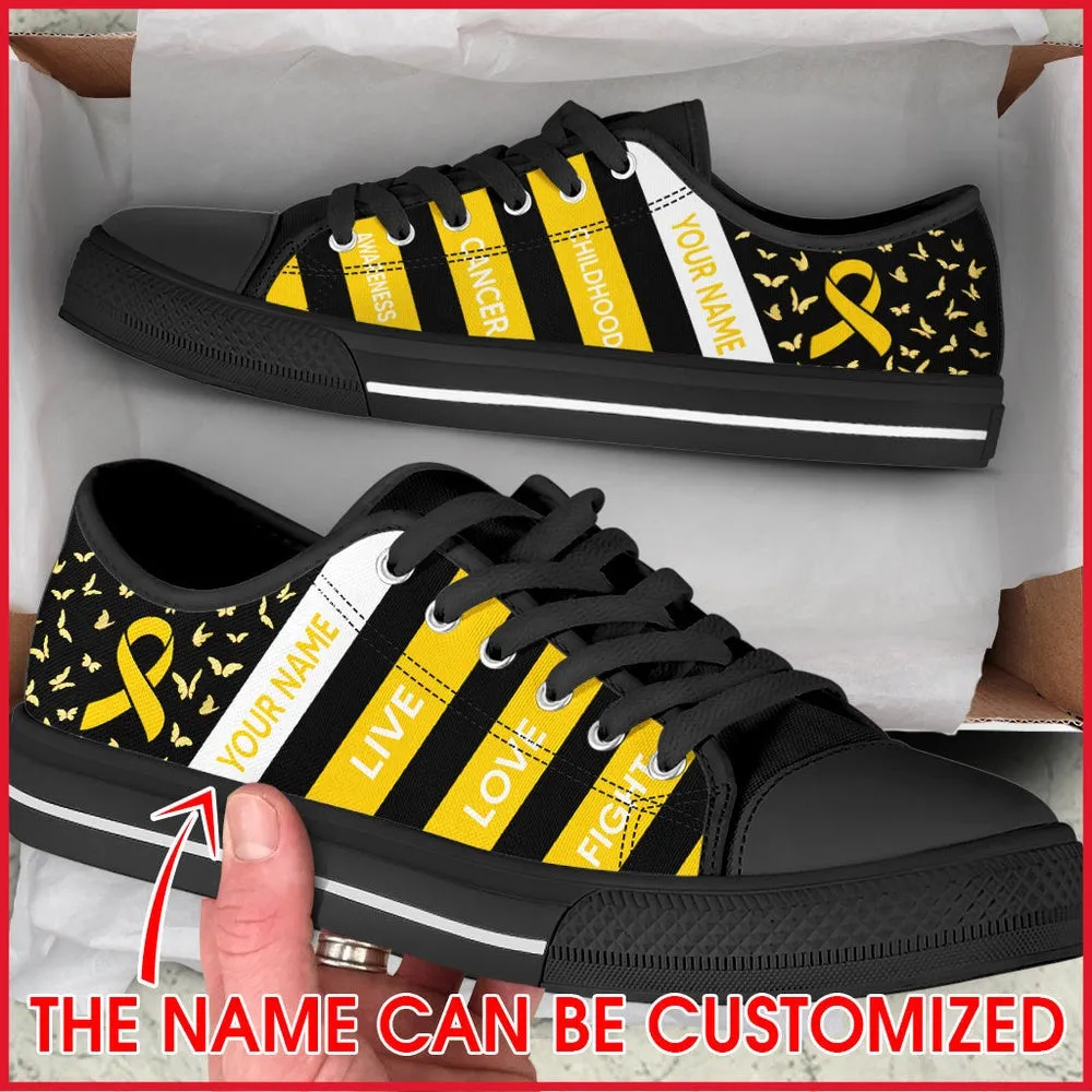 Custom Breast Cancer Shoes, Childhood Cancer Shoes Plaid Low Top Shoes