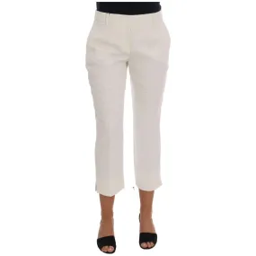 Dolce & Gabbana Elegant White Capri Pants - Cotton & Silk Blend