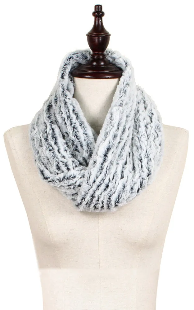 EAF8156 Two Tone Fur Twist Tube Snood Scarf