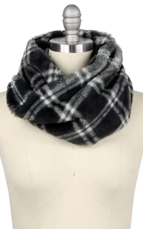 EAF9458 Plaid Pattern Faux Fur Twist Tube